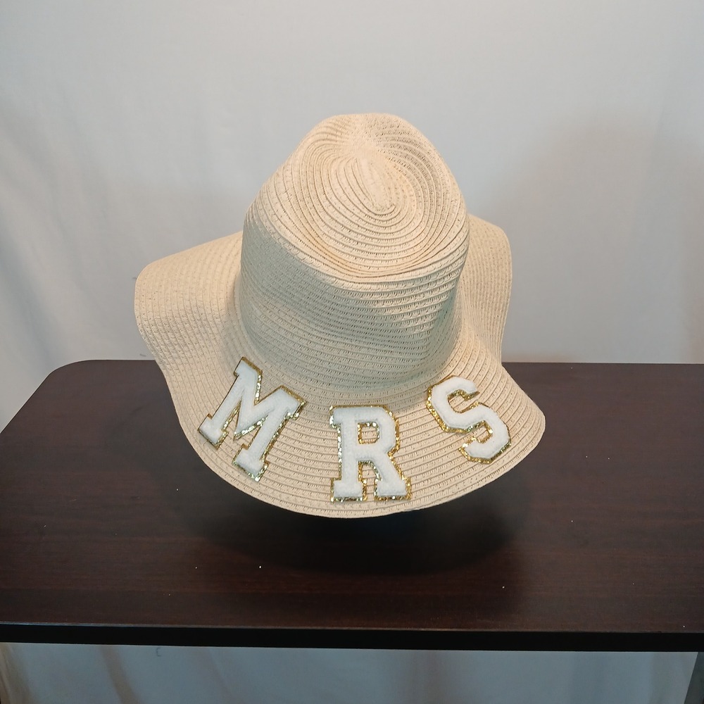 NWT Mudpie MRS straw fedora beach cottage wedding classic sequin adjustable